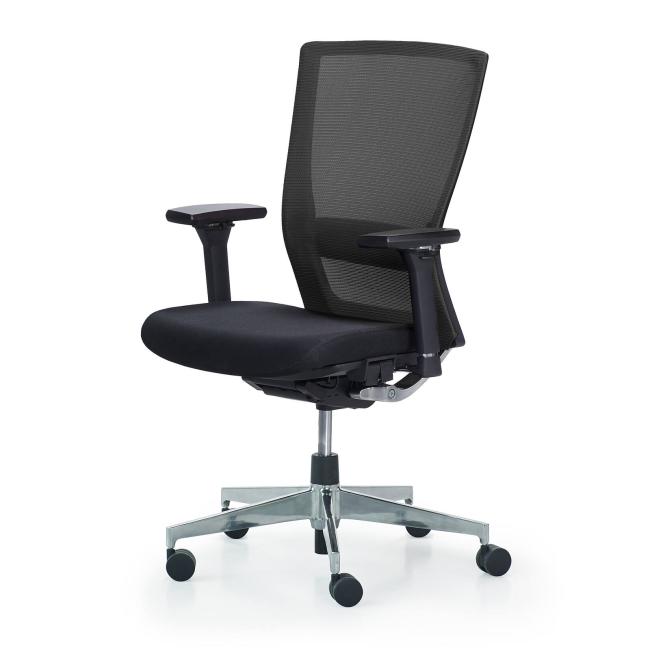  - [426401013901] autobalance task chair netweave rug, 4d armlegger, aluminium kruisvoet, zwarte stof zitting